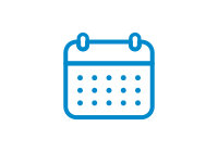 Blue vector icon of a calendar.