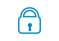 Blue vector icon of a lock
