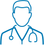 Blue vector icon of a doctor