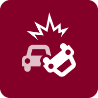 Vector image of a car crash on a dark red background. This image links to an infographic on the difference between EDs and Trauma Centers.