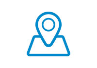 Blue vector icon of a location ping on a map