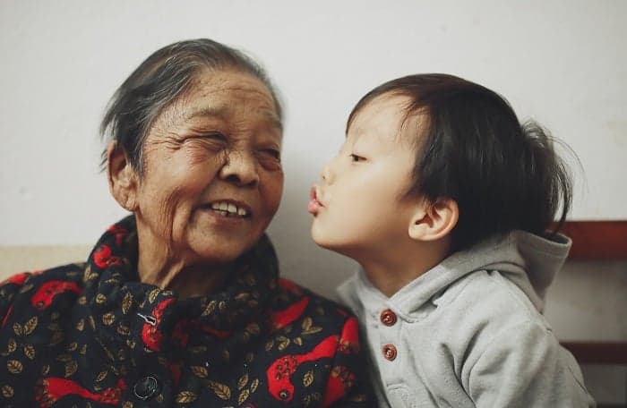 A grandmother and her grandson