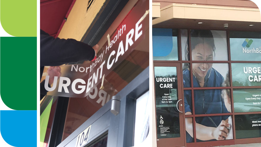 The building fronts of our newly renovated and reopened urgent care locations in Fairfield and Vacaville.