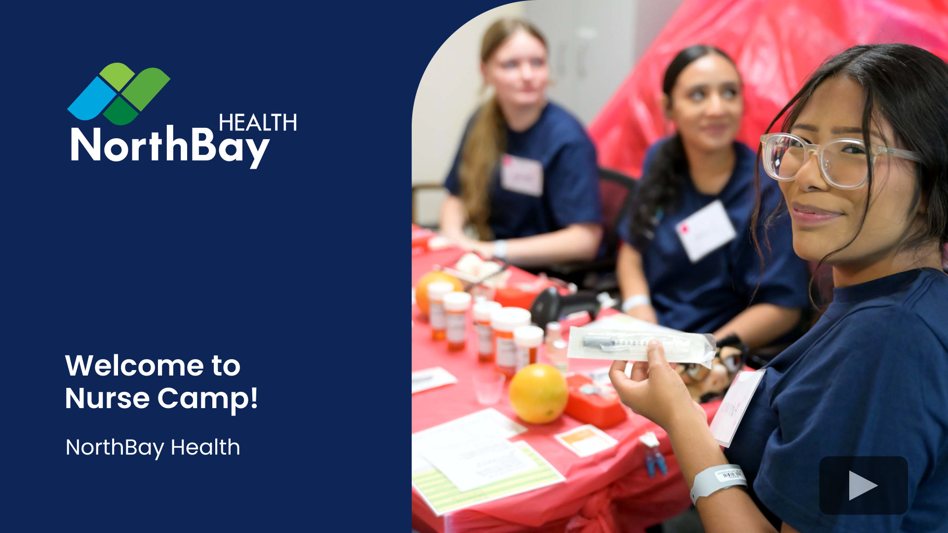 A group of high school students prepare to practice inserting IVs into oranges at NorthBay Health's Nurse Camp.